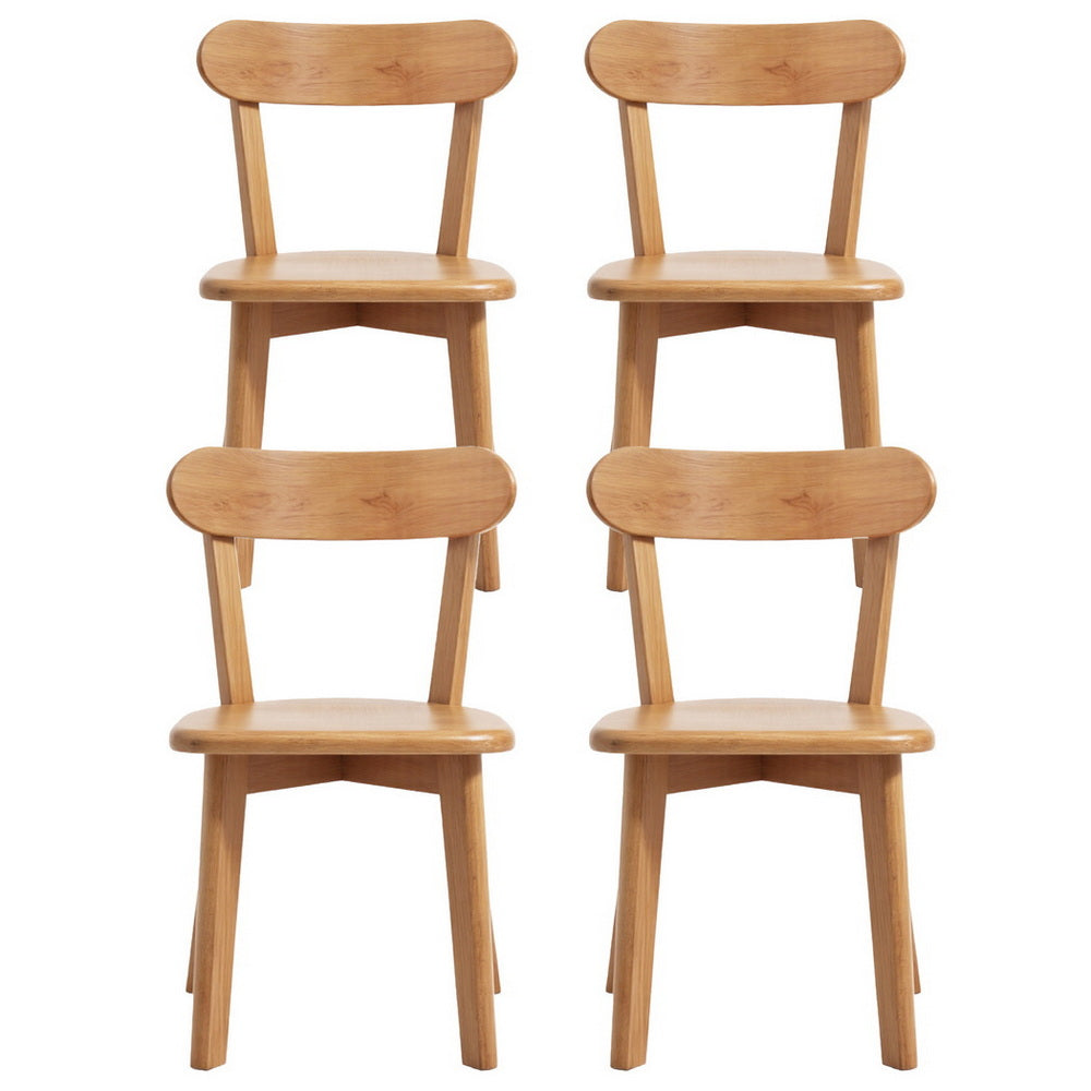 TWSC 4x Dining Chairs Wooden Kitchen Accent Chair Cafe Lounge Rubber Wood