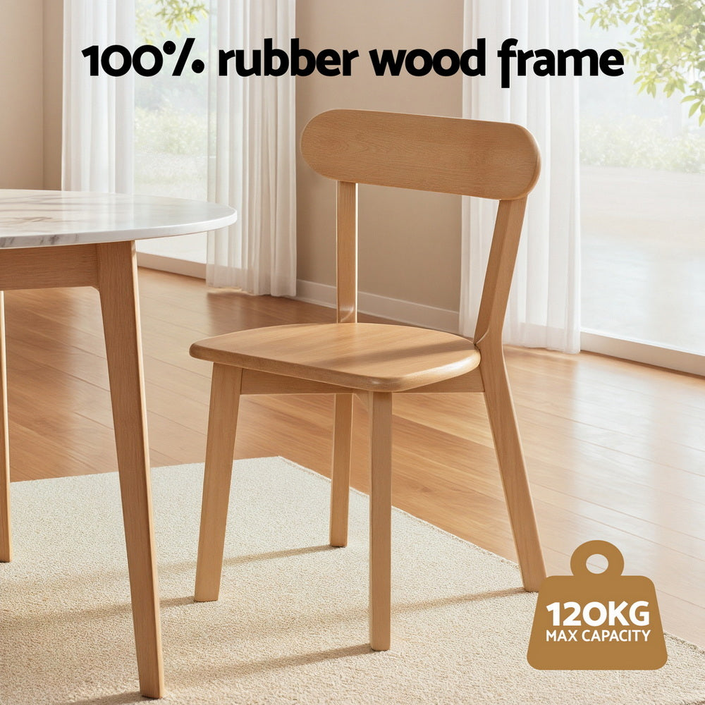 TWSC 4x Dining Chairs Wooden Kitchen Accent Chair Cafe Lounge Rubber Wood