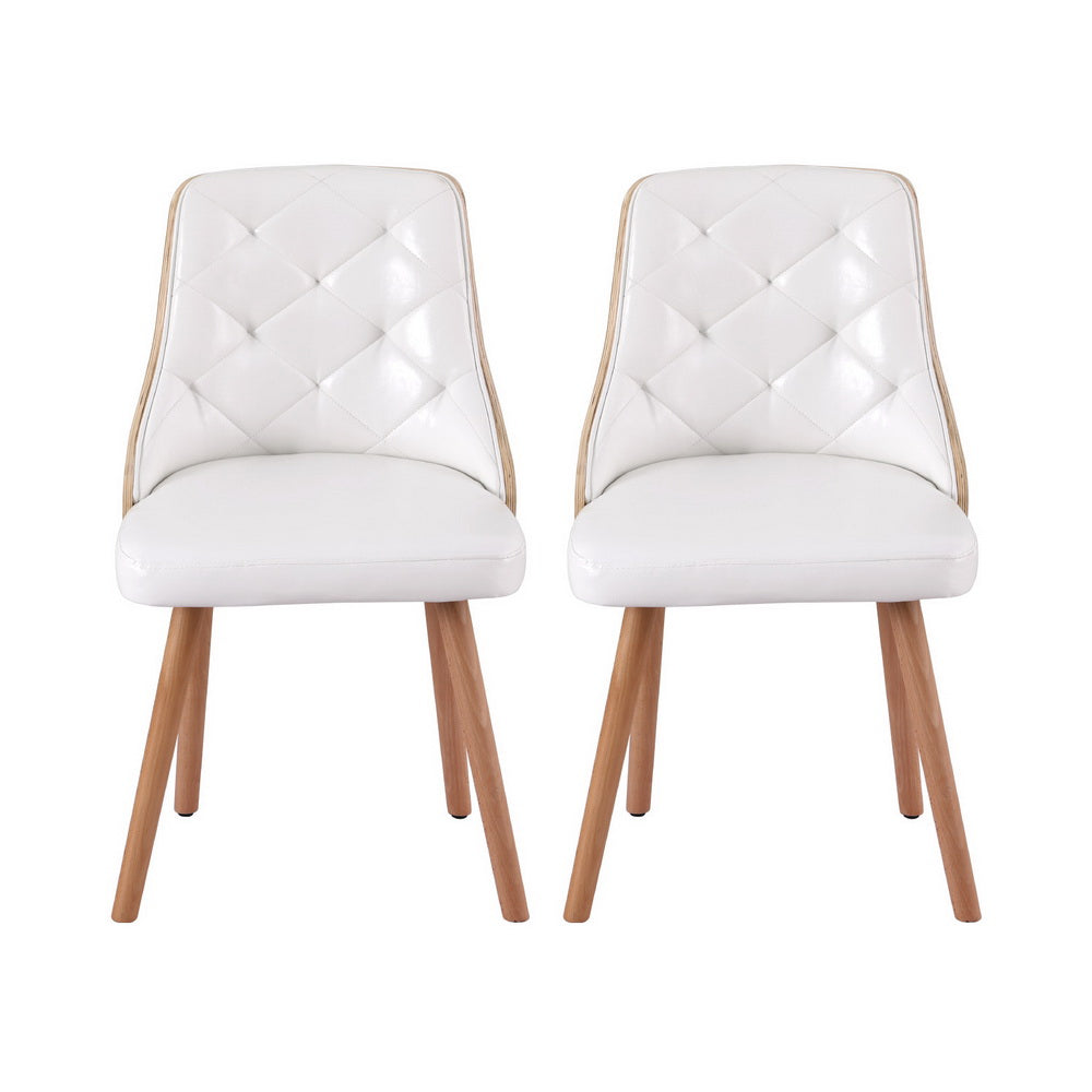 1 Set of 4 TWSC Dining Chairs White PU