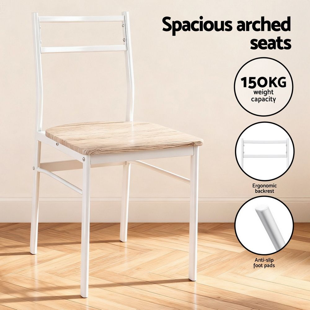 Dining Table and Chairs Set – Foldable Design, Natural Wood and White Finish