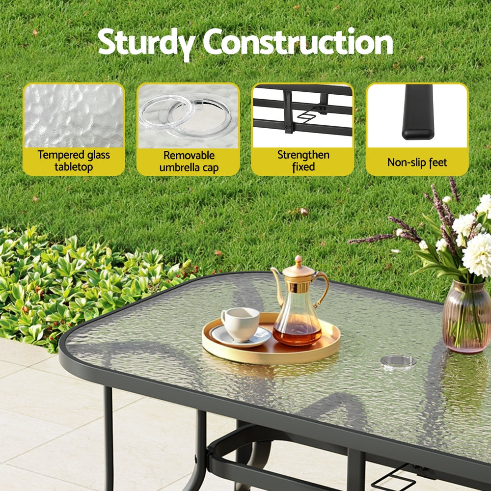 TWSC 7PC Outdoor Dining Set Table and Chairs Patio Furniture Garden Bistro Set Grey