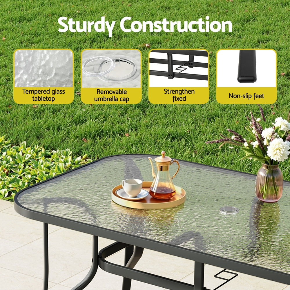 TWSC 7PC Outdoor Dining Set Table and Chairs Patio Furniture Bistro Set Garden Black