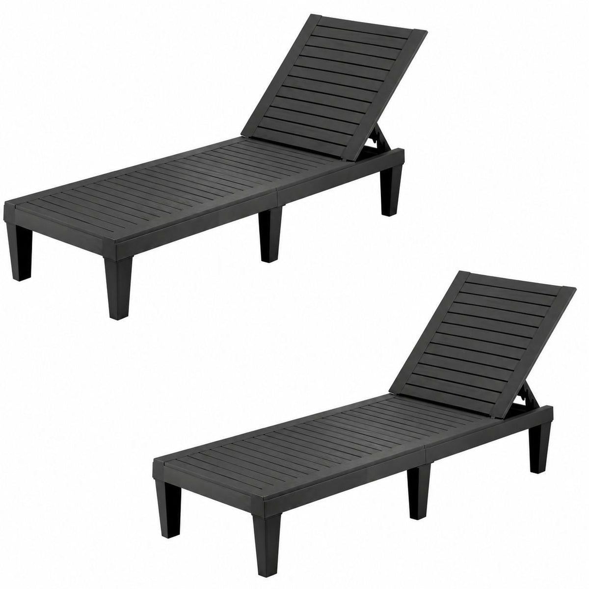 Gardeon 2x Sun Lounge Adjustable Recliner Patio Outdoor Furniture Lightweight Black