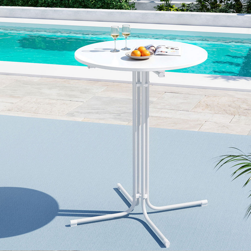 Outdoor Folding Bar Table – Round White, 109cm