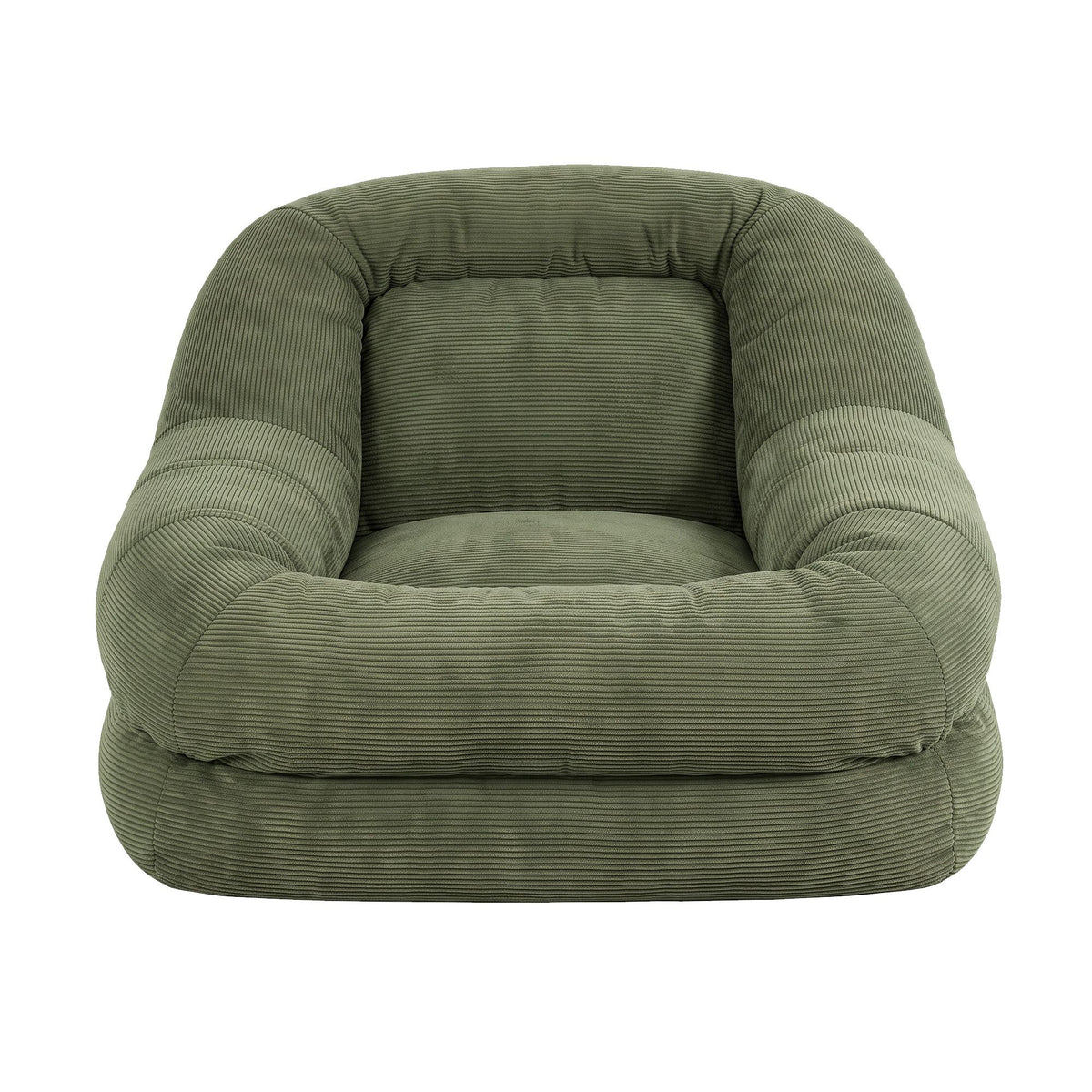 TWSC Armchair Floor Chair Couch Recliner 1 Seater Cloud Chaise Lounge Corduroy Green