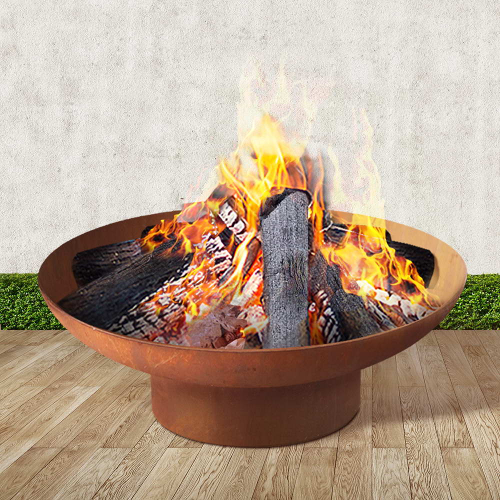 Rustic Cast Iron Fire Pit Bowl – 70cm, Durable Steel with Natural Rust Finish