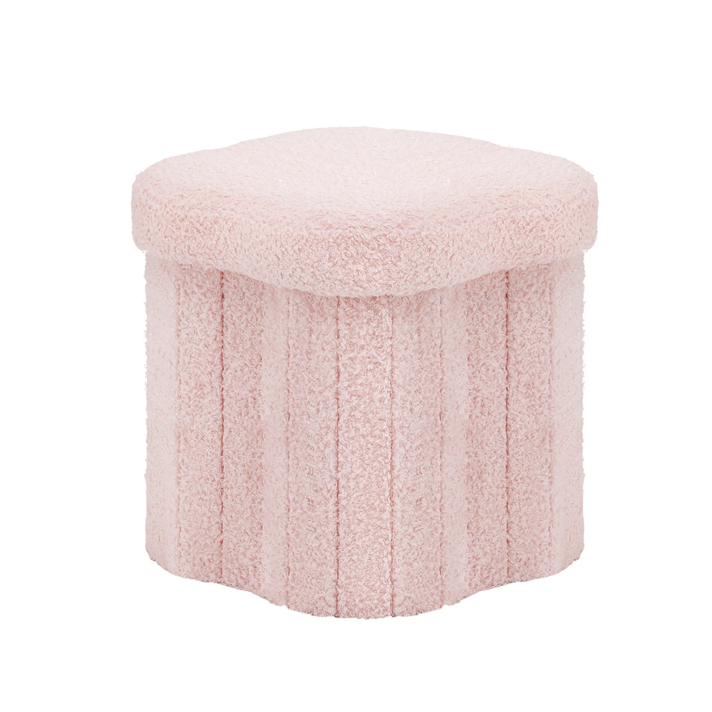 Storage Ottoman Footstool – Foldable Pink Boucle
