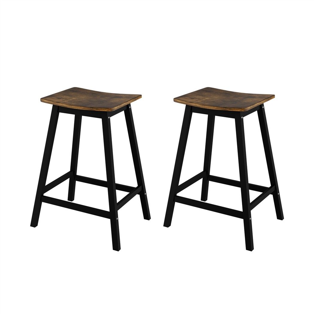 TWSC Bar Stools Set of 2 Kitchen Counter Stools Wooden Industrial Rustic Brown