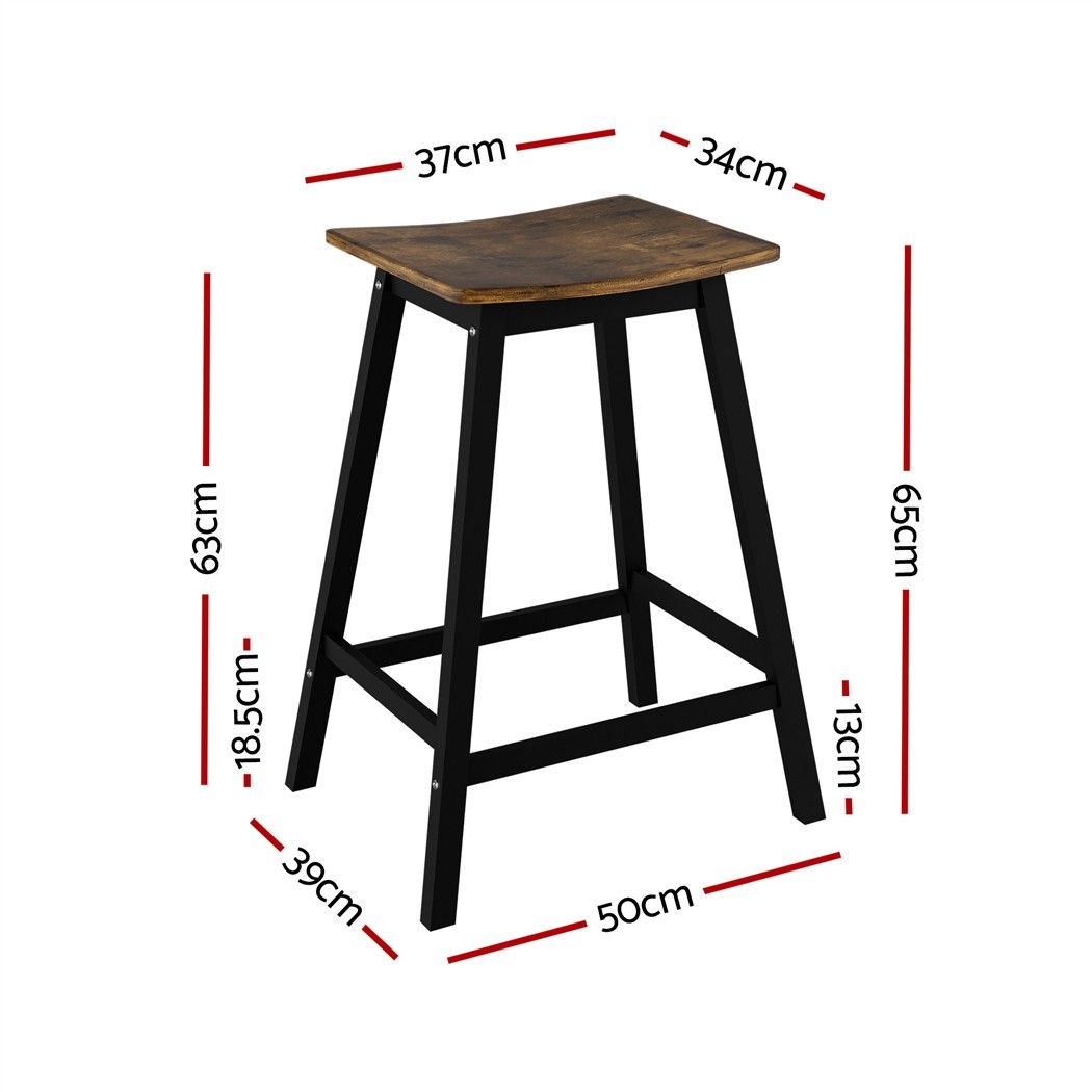 TWSC Bar Stools Set of 2 Kitchen Counter Stools Wooden Industrial Rustic Brown