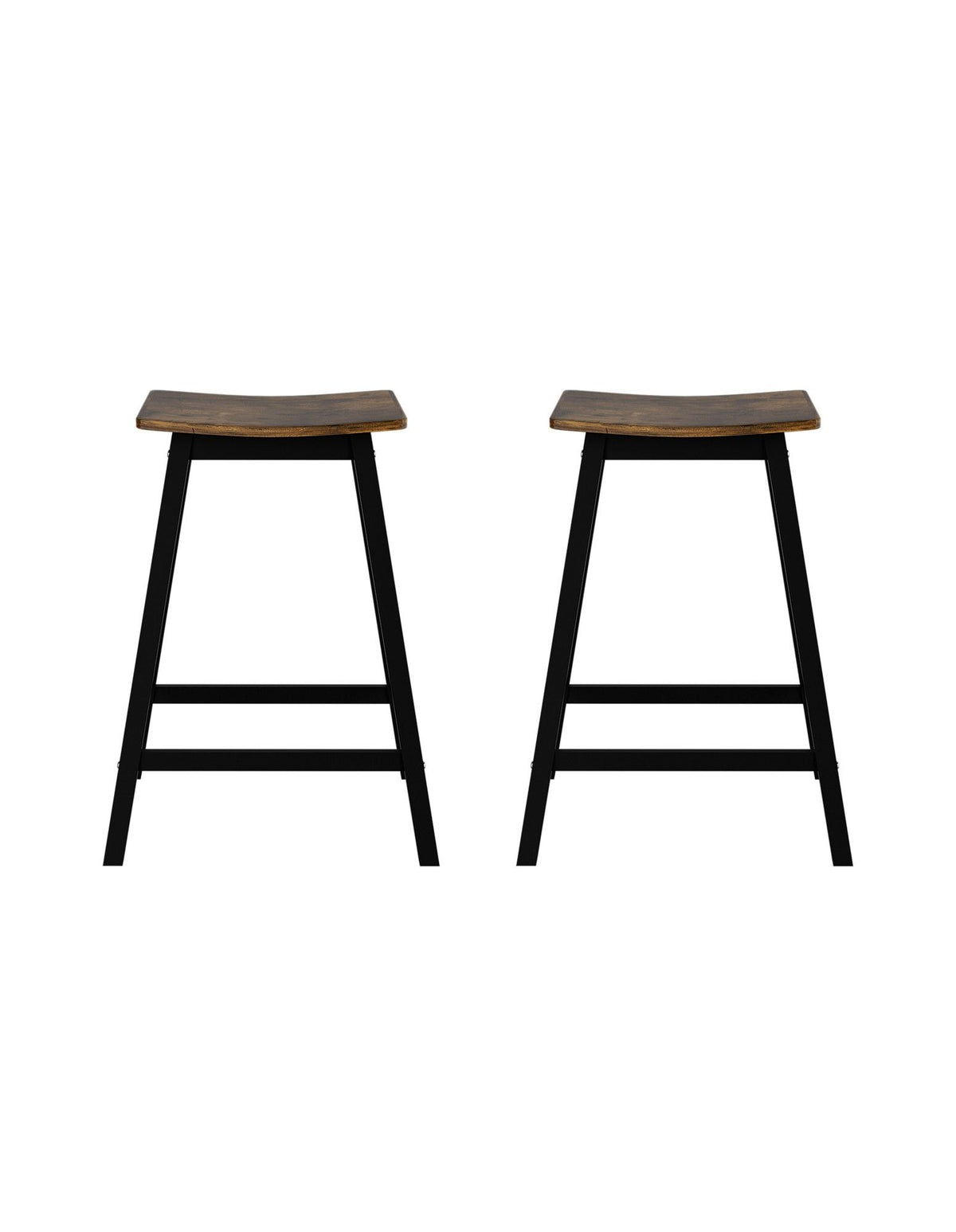 TWSC Bar Stools Set of 2 Kitchen Counter Stools Wooden Industrial Rustic Brown
