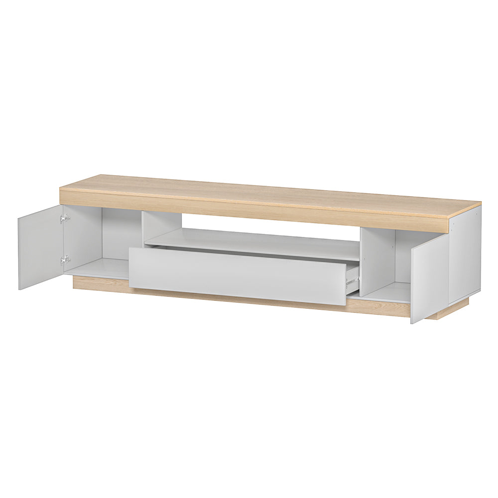 TWSC TV Cabinet Entertainment Unit Stand 180CM White Wood