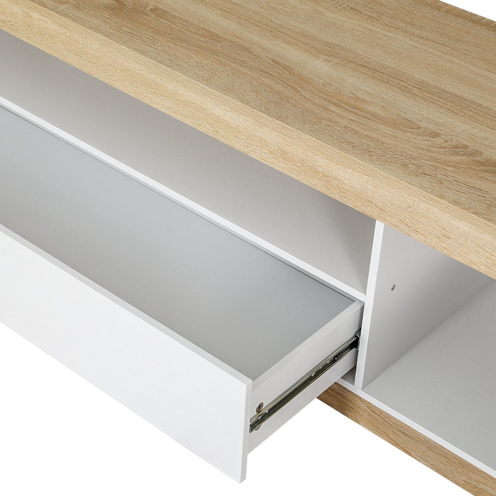 TWSC TV Cabinet Entertainment Unit Stand 180CM White Wood