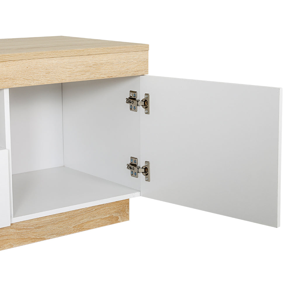 TWSC TV Cabinet Entertainment Unit Stand 180CM White Wood