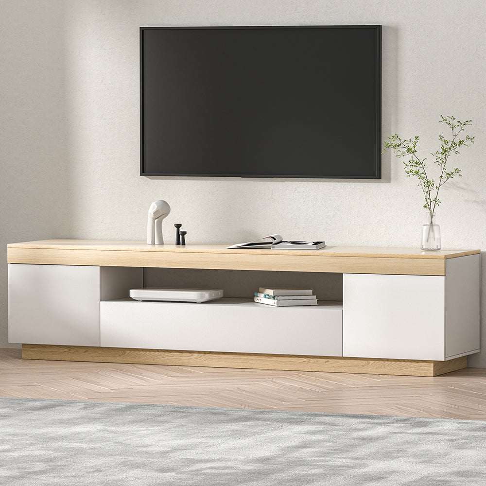 TWSC TV Cabinet Entertainment Unit Stand 180CM White Wood