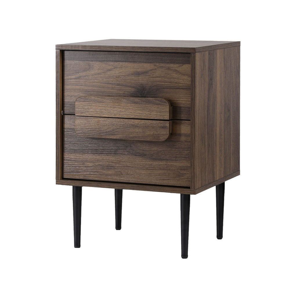 Bedside Table – 2 Drawers, Walnut Finish