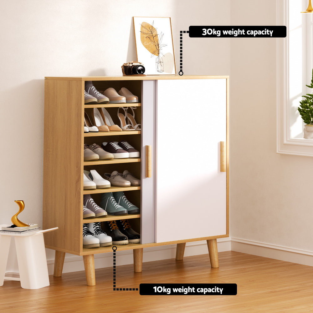 Shoe Cabinet – Sliding Doors, Stores 30 Pairs, Melamine Finish