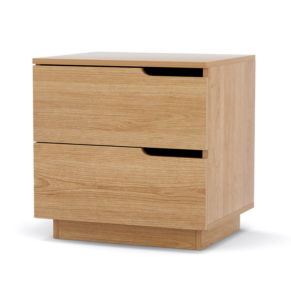 TWSC Bedside Table 2 Drawers Nightstand Pine