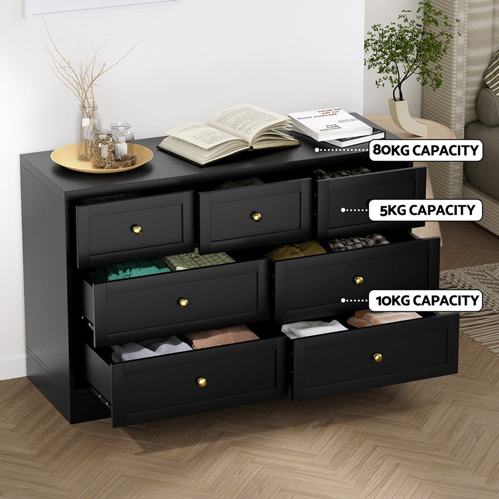 TWSC 7 Chest of Drawers Dresser Table Black