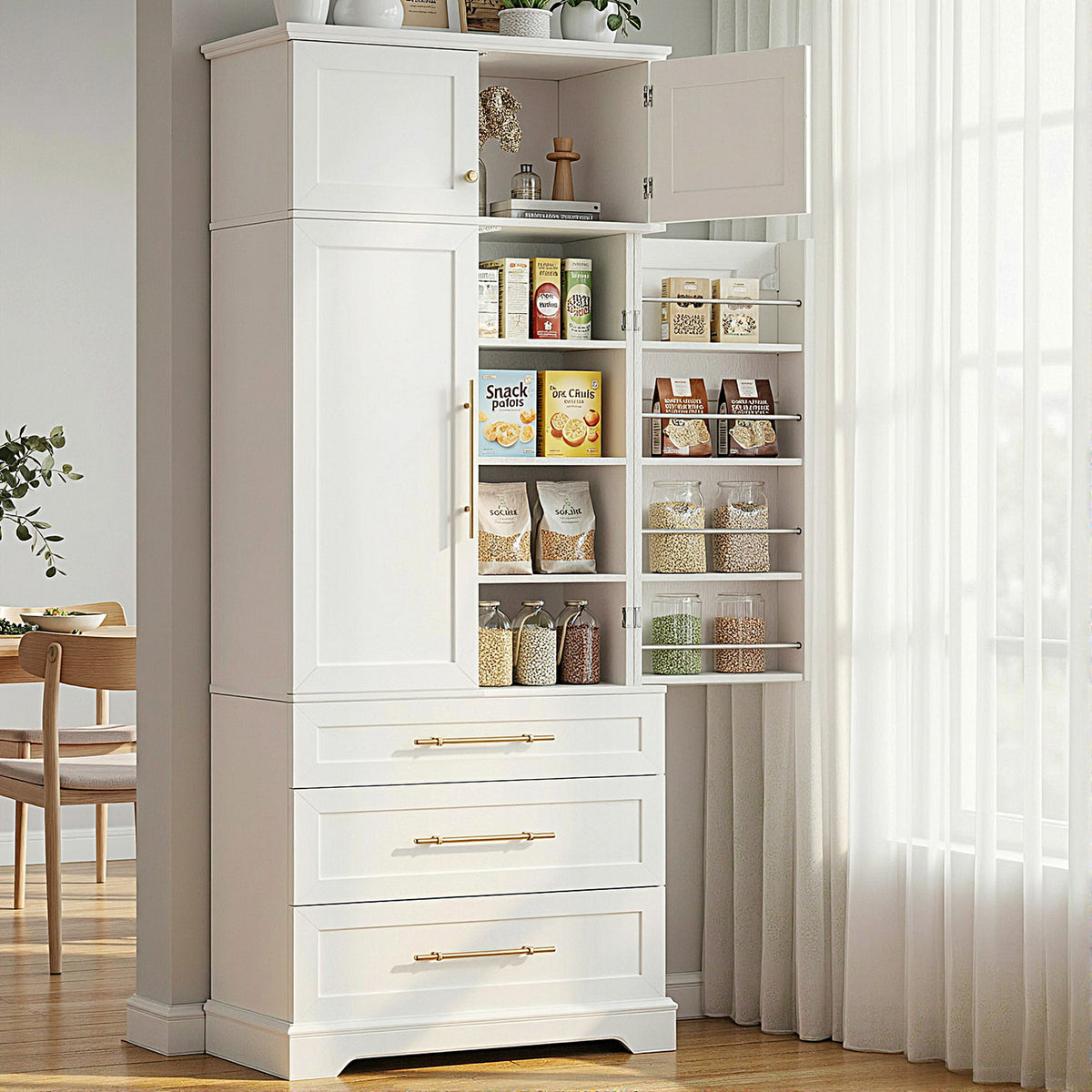 TWSC Buffet Sideboard Cabinet Pantry Kitchen Storage Cupboard Drawers Doors
