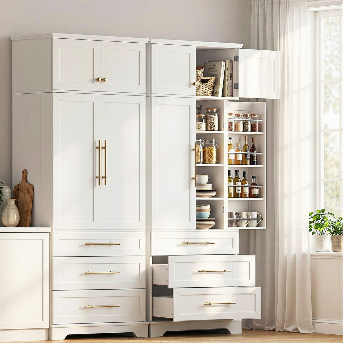 TWSC 2X Buffet Sideboard Cabinet Pantry Kitchen Storage Cupboard Drawers Doors