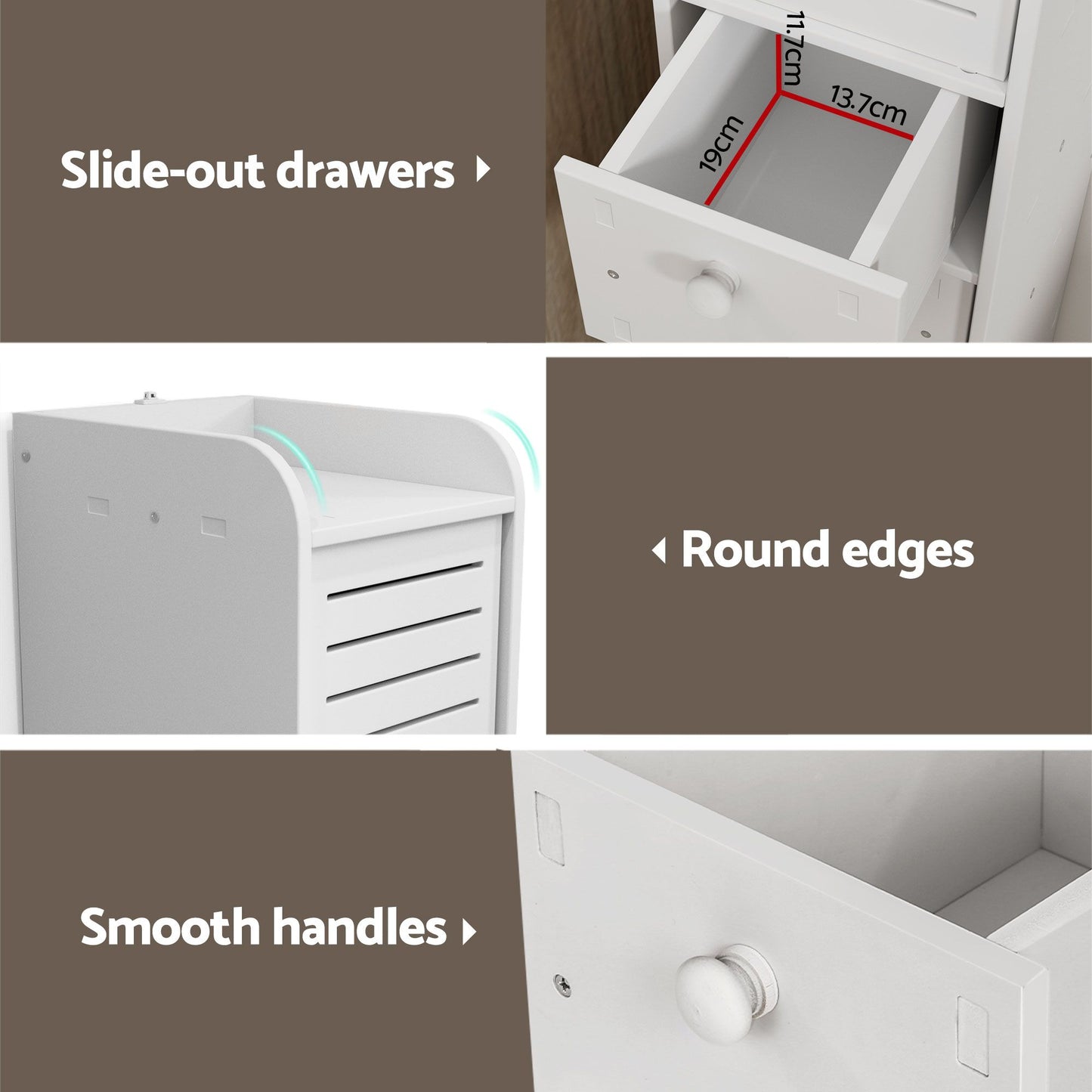TWSC 2X Bathroom Toilet Storage Cabinet Laundry Tallboy Cupboard