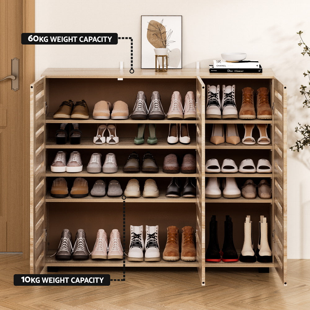 Shoe Rack Cabinet – Adjustable Shelves, Melamine Finish, 30-Pair Capacity
