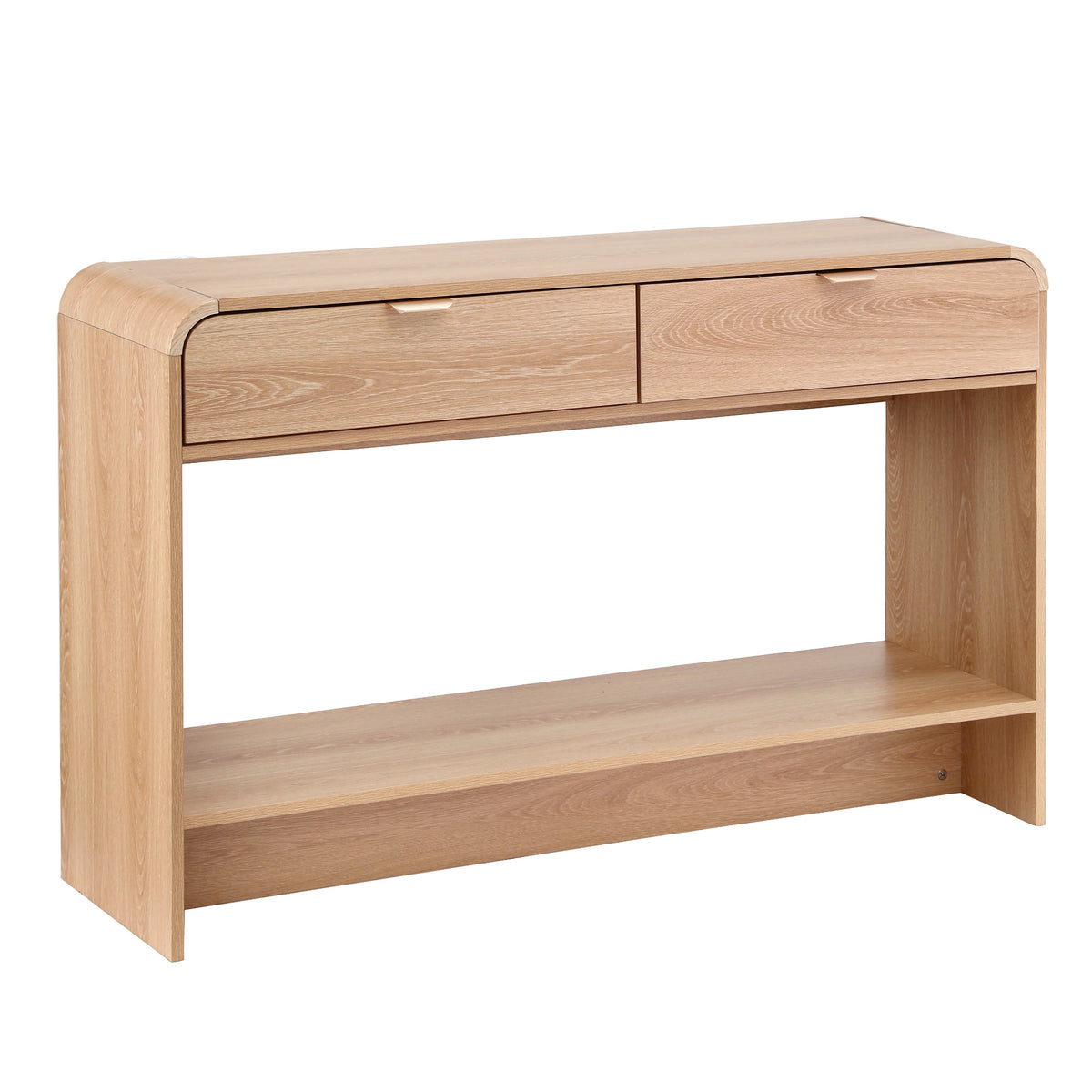TWSC Console Table Hallway Entryway Storage Drawer Shelf Curved Edge 120CM Pine
