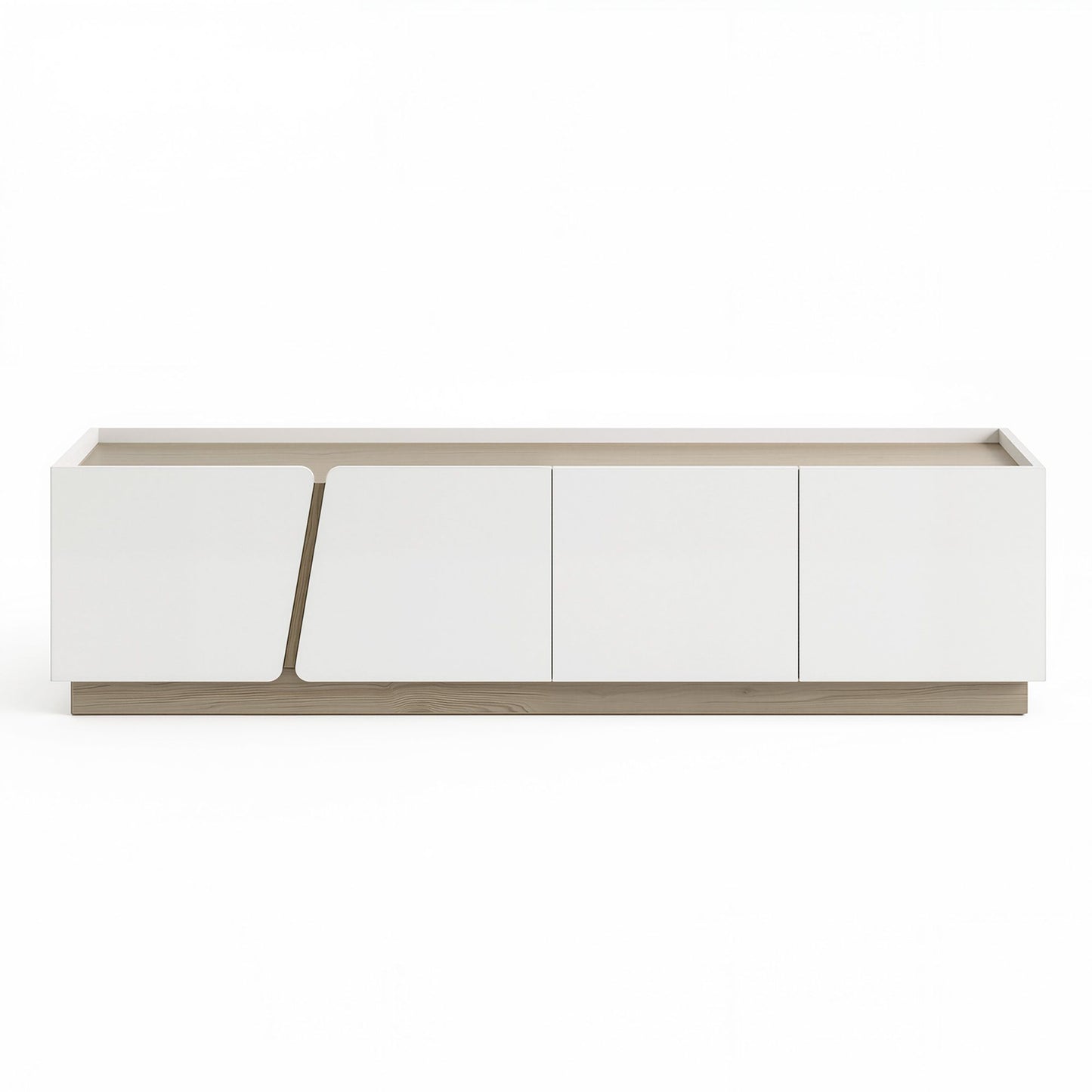 TWSC 180cm TV Unit Storage Cabinet Living Room White & Oak