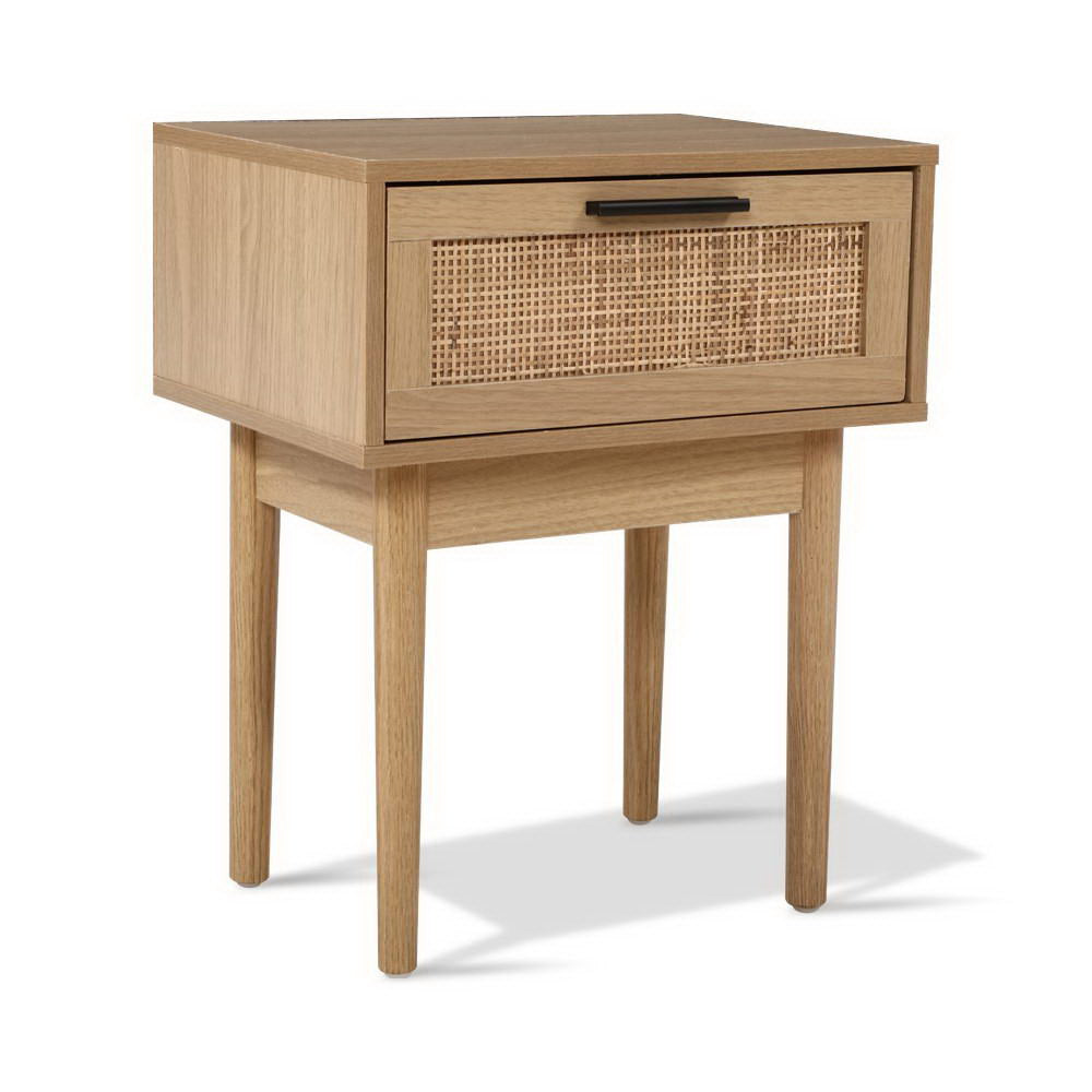 TWSC Bedside Tables Side Table Rattan Drawers Nightstand