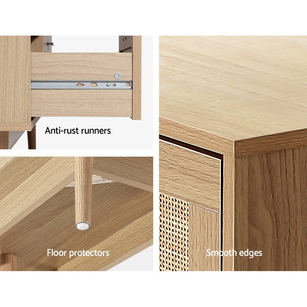 TWSC 4 Chest of Drawers Rattan Tallboy Pine - BRIONY
