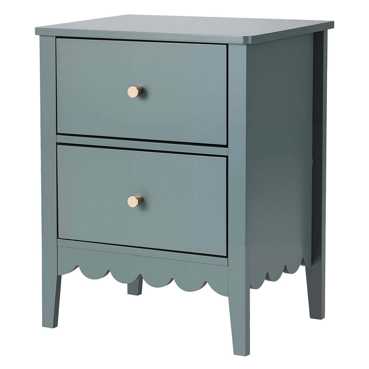 TWSC Bedside Table 2 Drawers Bedroom Storage Nightstand Green