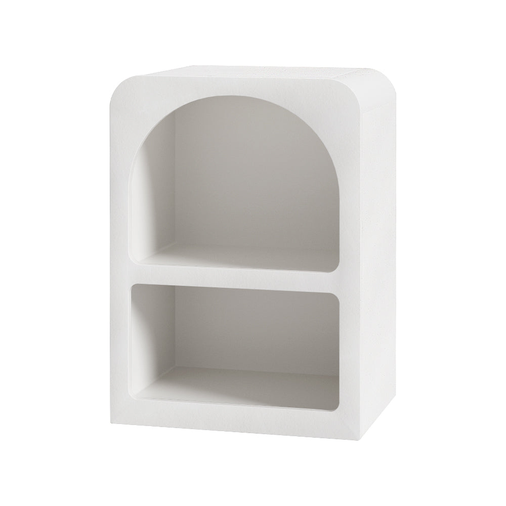 TWSC Bedside Table Shelves Side End Table Storage Nightstand White ARCHED