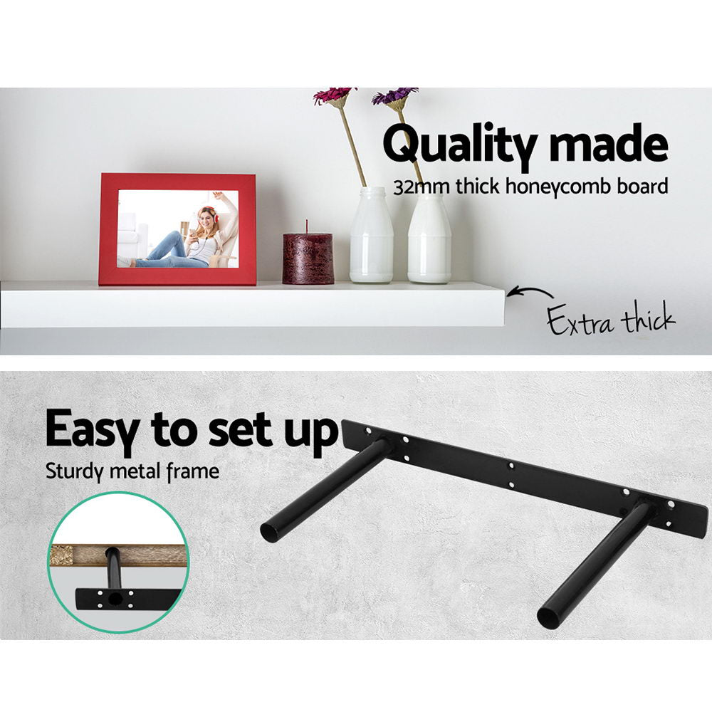 Floating Wall Shelf Set – White, 3-Piece Modern Display