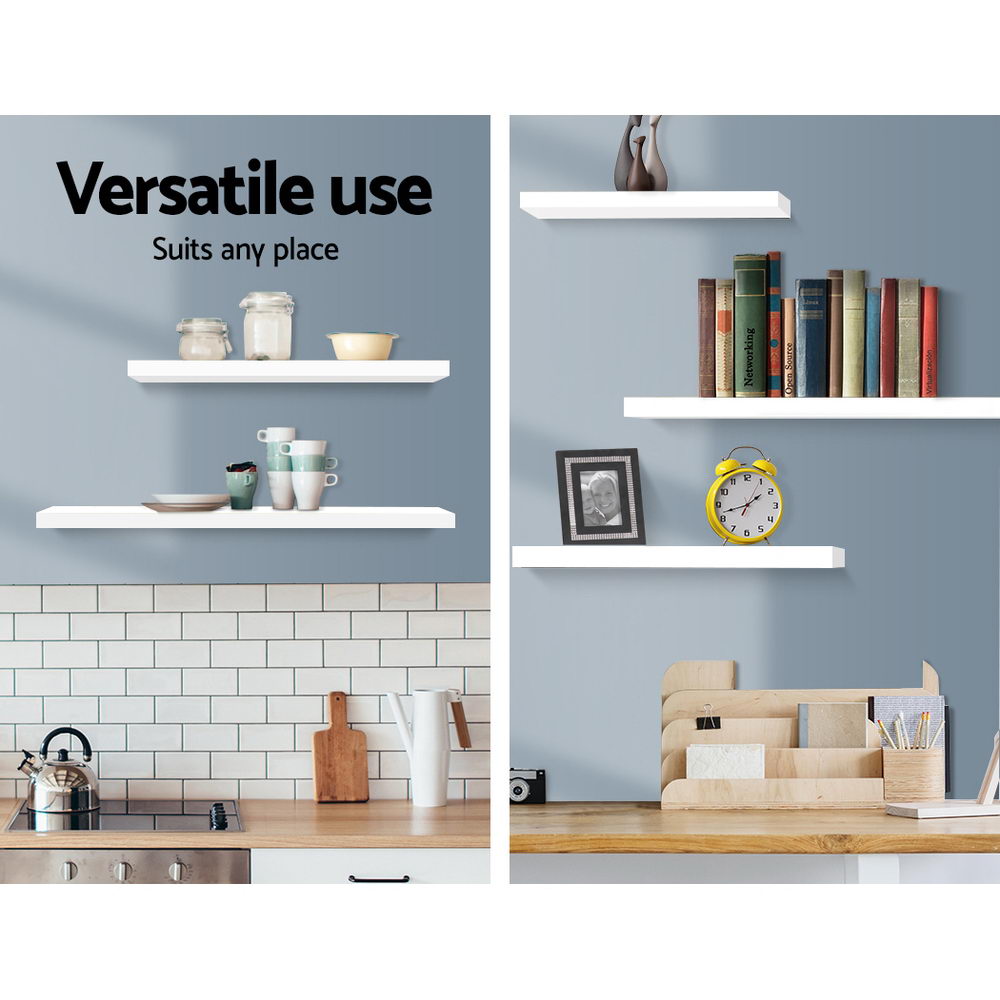 Floating Wall Shelf Set – White, 3-Piece Modern Display