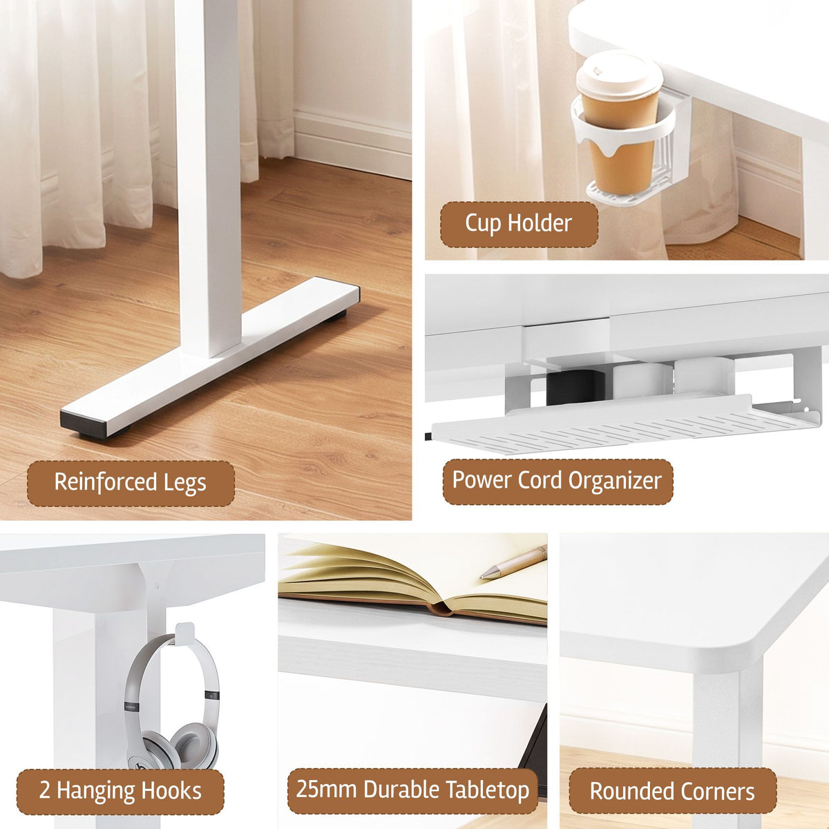 TWSC Electric Standing Desk Height Adjustable Home Office 120cm White