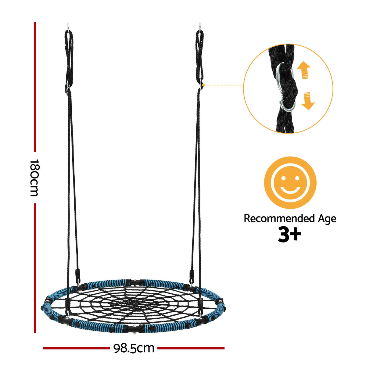 TWSC Tree Swing Net Hammock 98.5cm for Backyard Porch Outside Playground