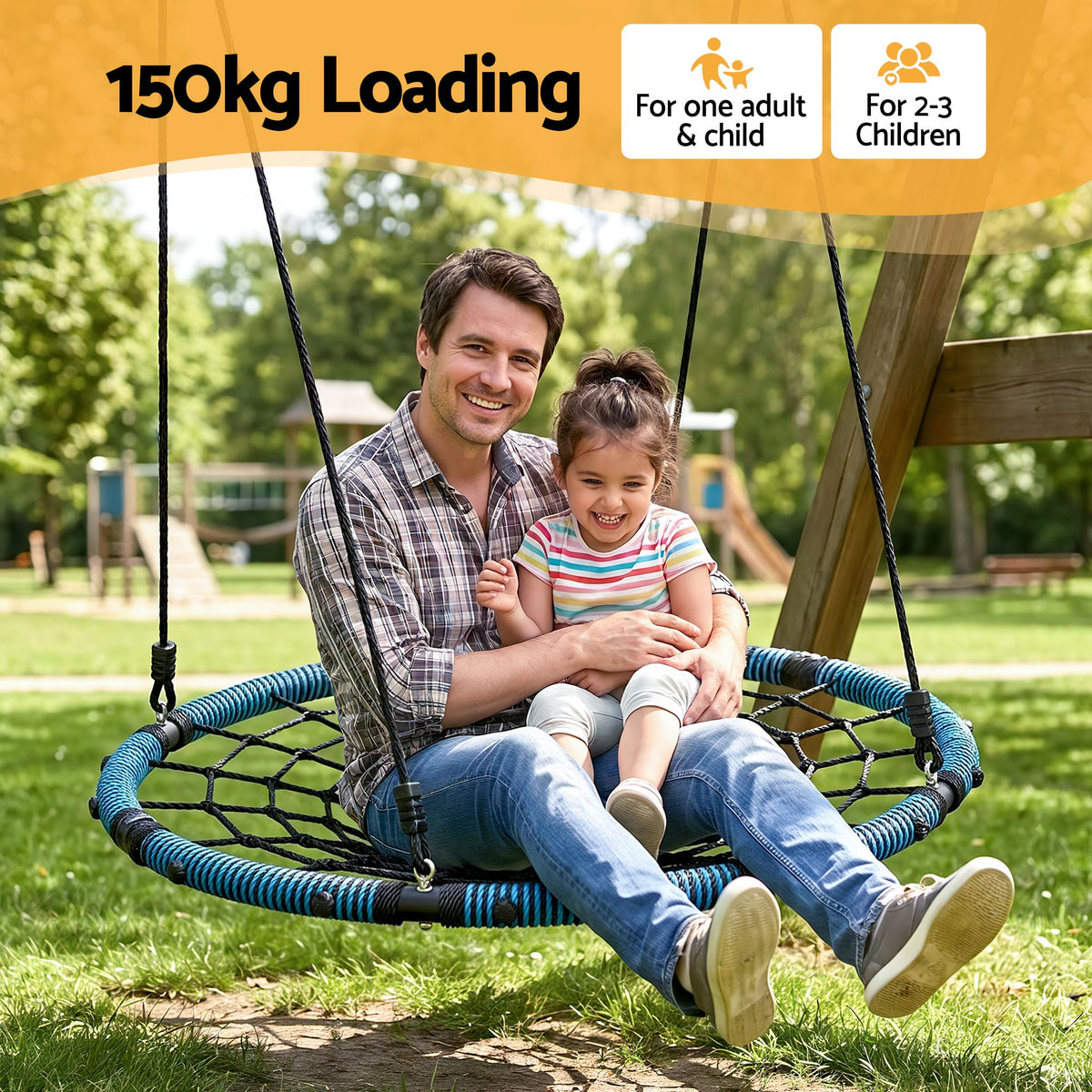 TWSC Tree Swing Net Hammock 98.5cm for Backyard Porch Outside Playground