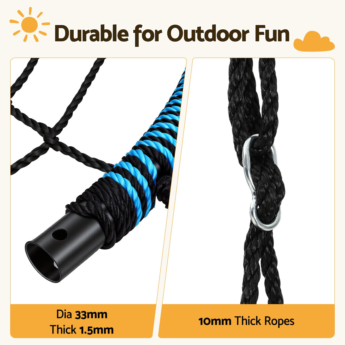 TWSC Tree Swing Net Hammock 98.5cm for Backyard Porch Outside Playground