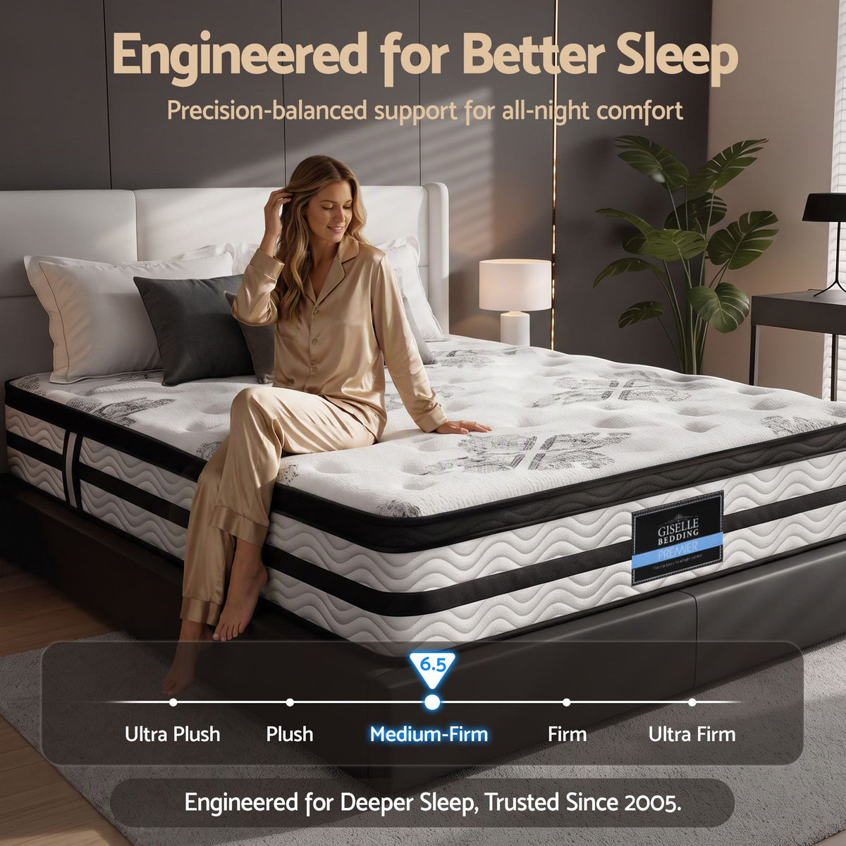 Giselle Bedding Euro Top Mattress – 34cm Medium Firm, Queen Size