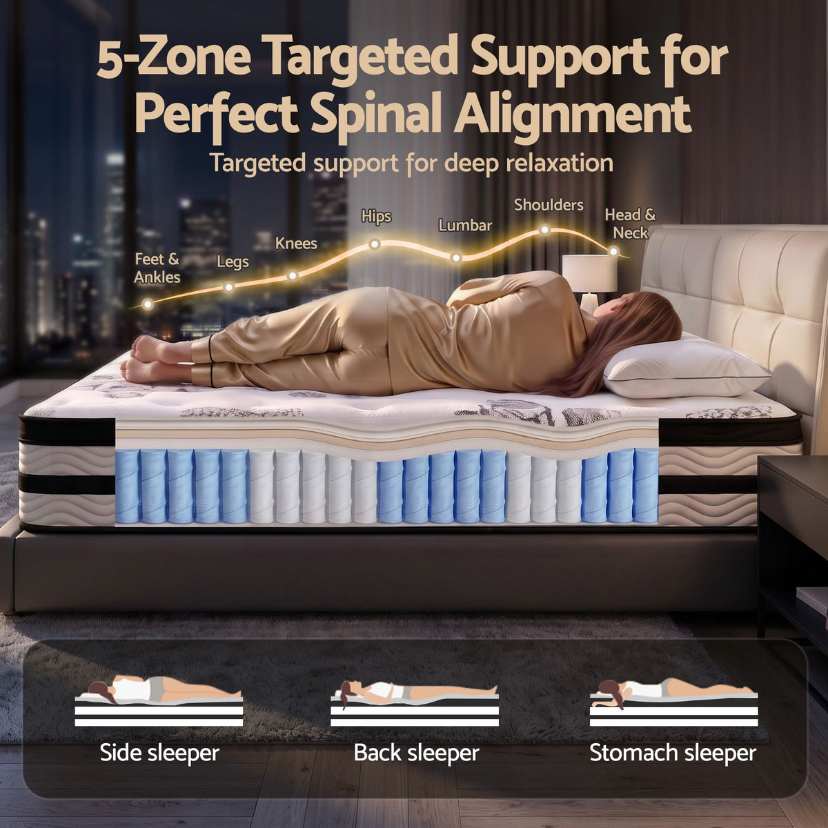 Giselle Bedding Euro Top Mattress – 34cm Medium Firm, Queen Size