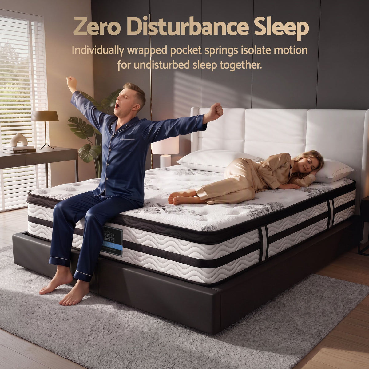Giselle Bedding Euro Top Mattress – 34cm Medium Firm, Queen Size