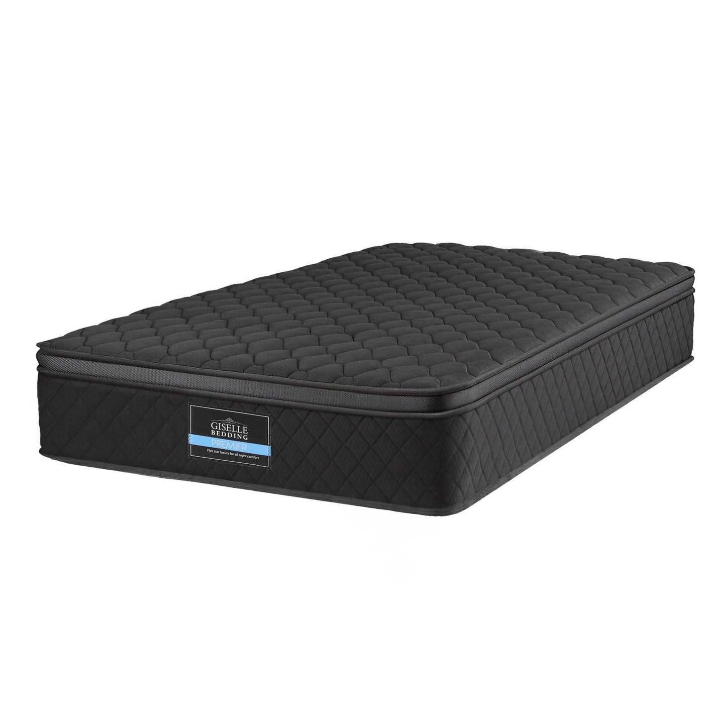 Giselle Bedding Single Mattress 34cm Euro Top with 5-Zone Pocket Spring Support Black