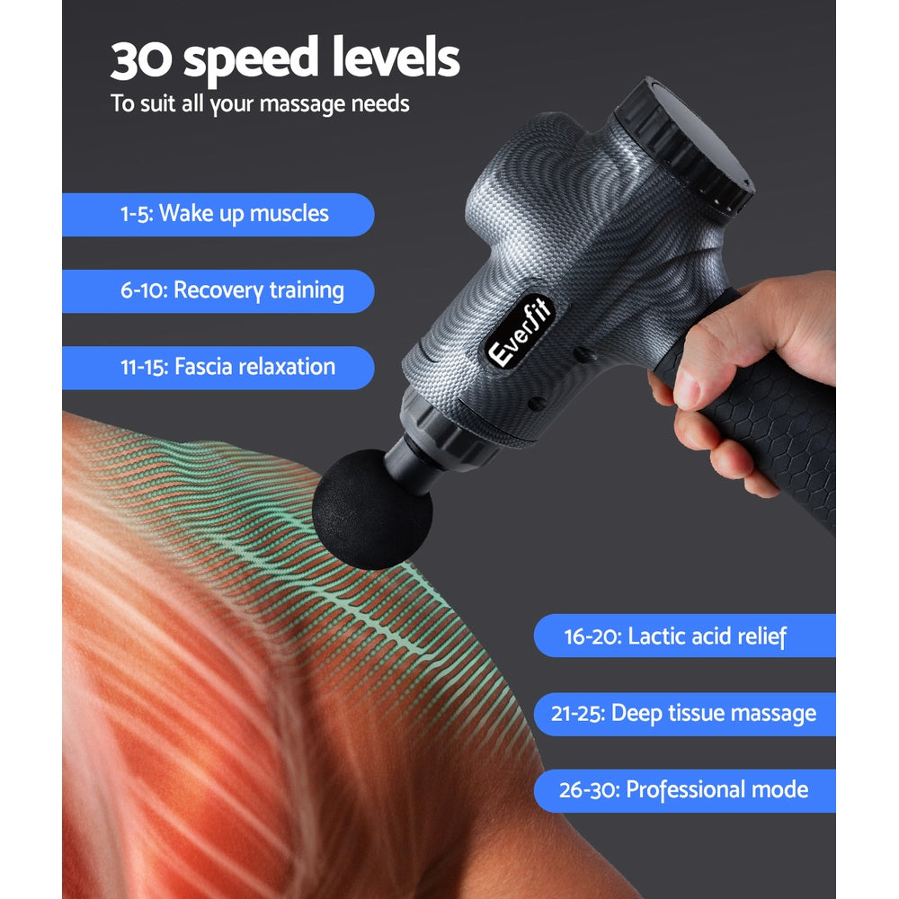 Everfit Massage Gun – Fast Dispatch · 30-Speed Deep Tissue Relief · Limited Stock