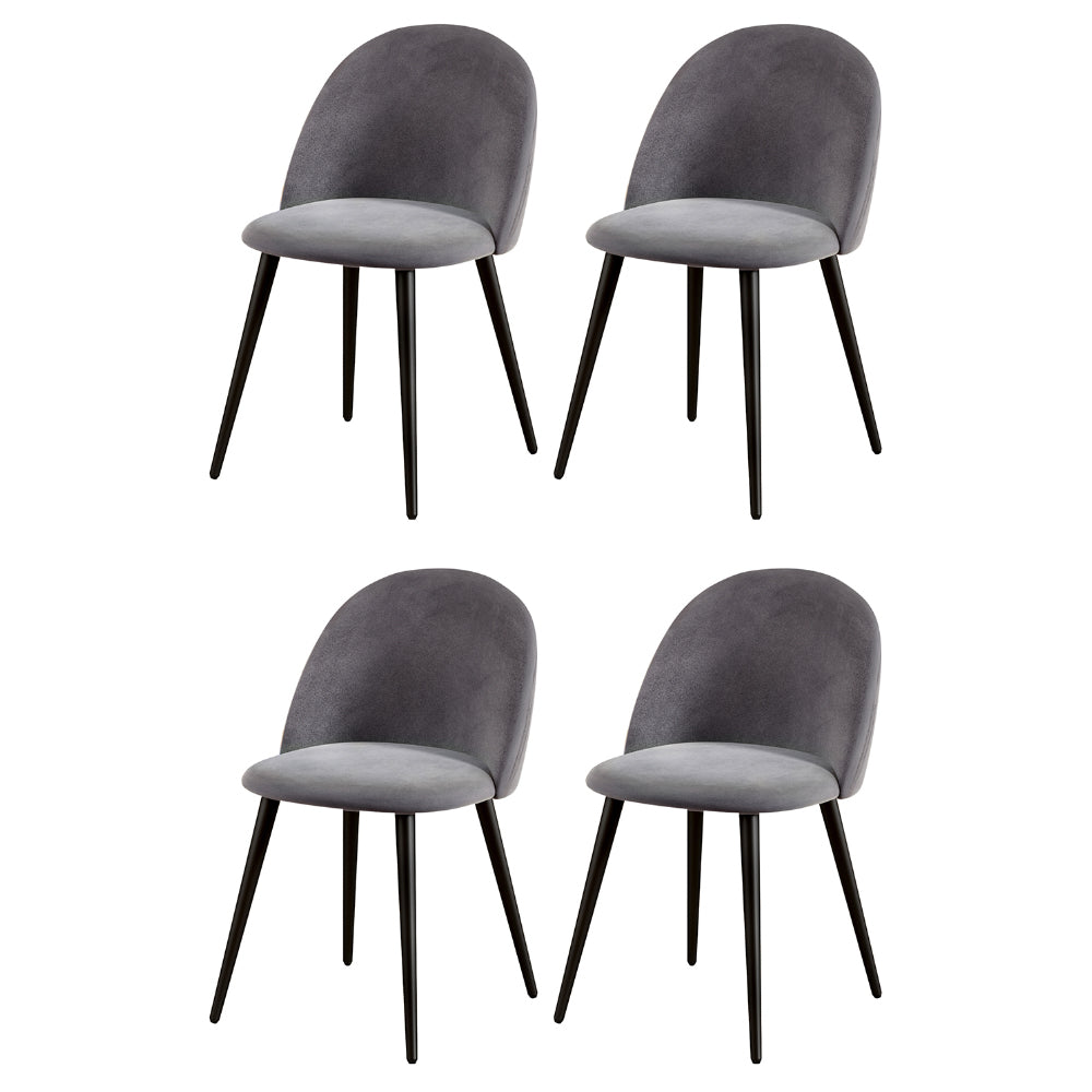 TWSC Dining Chairs Set of 4 Velvet Solid Curved Dark Grey