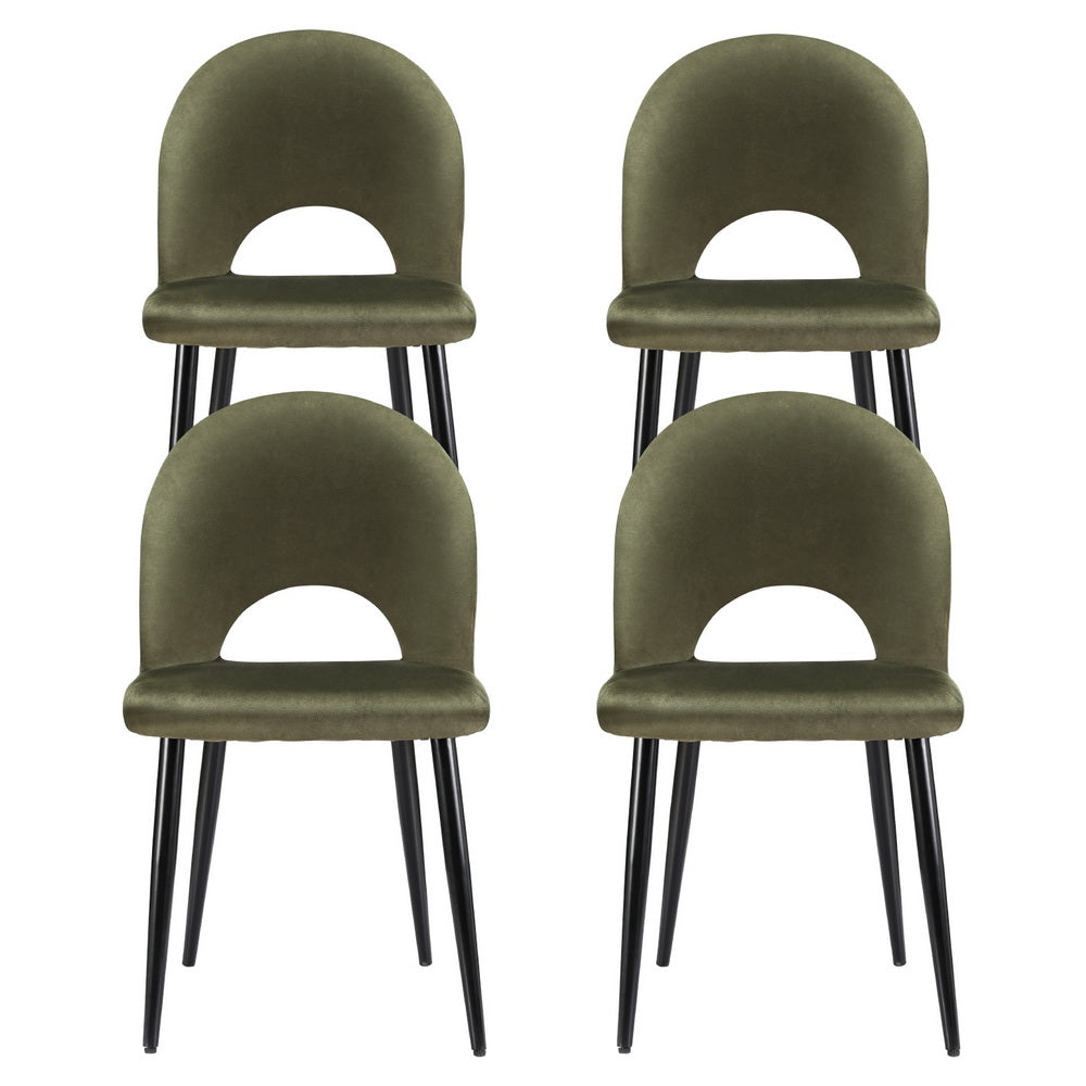TWSC Dining Chairs Set of 4 Velvet Hollow Green