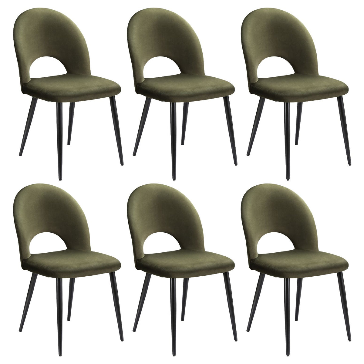 TWSC Dining Chairs Set of 6 Velvet Hollow Green