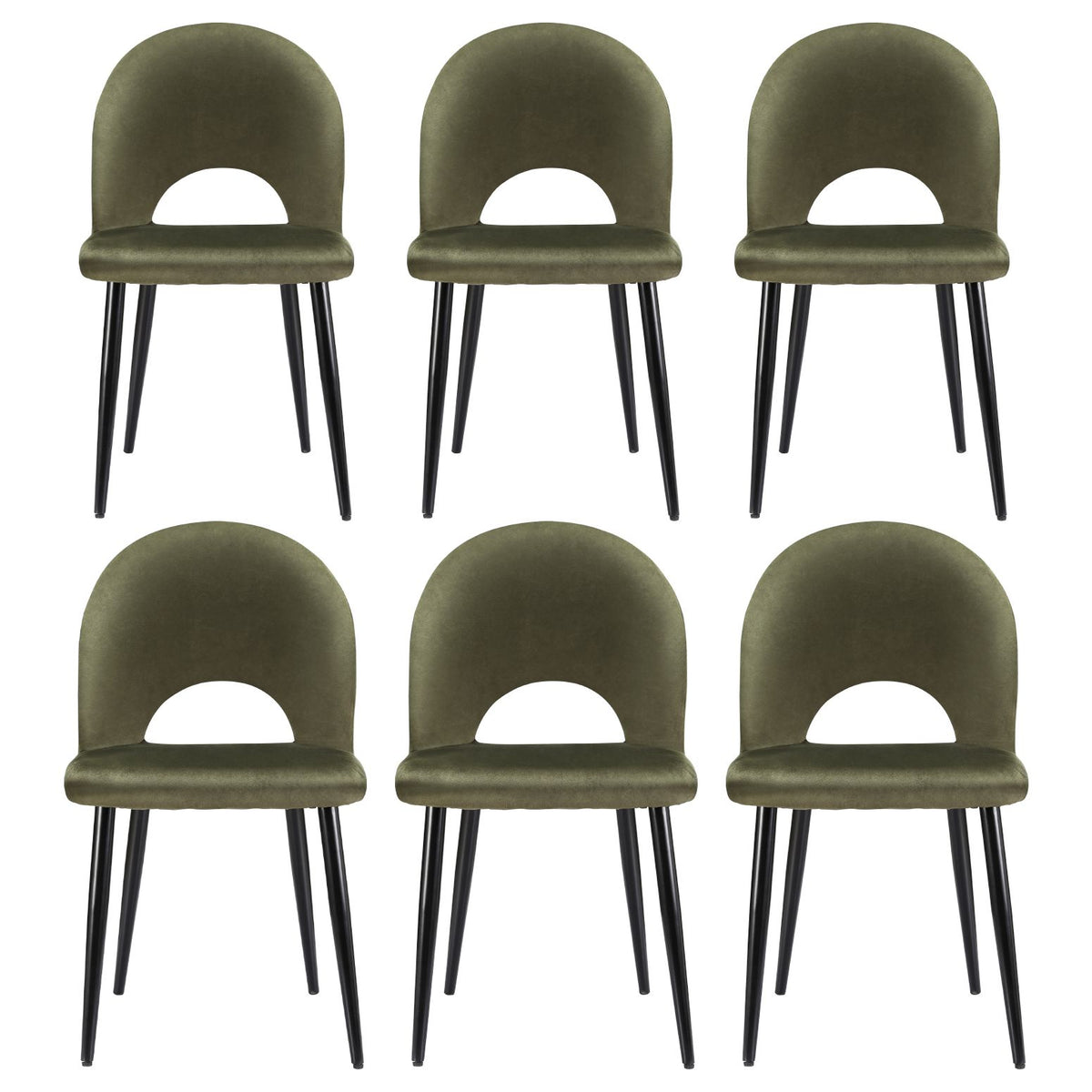 TWSC Dining Chairs Set of 6 Velvet Hollow Green