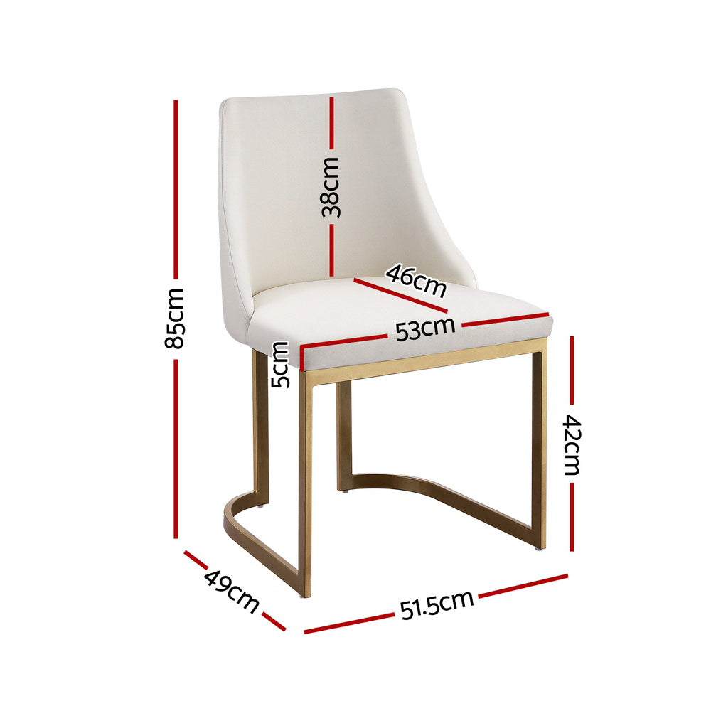 Dining Chairs Set of 2 – Linen Upholstery, Beige Frame