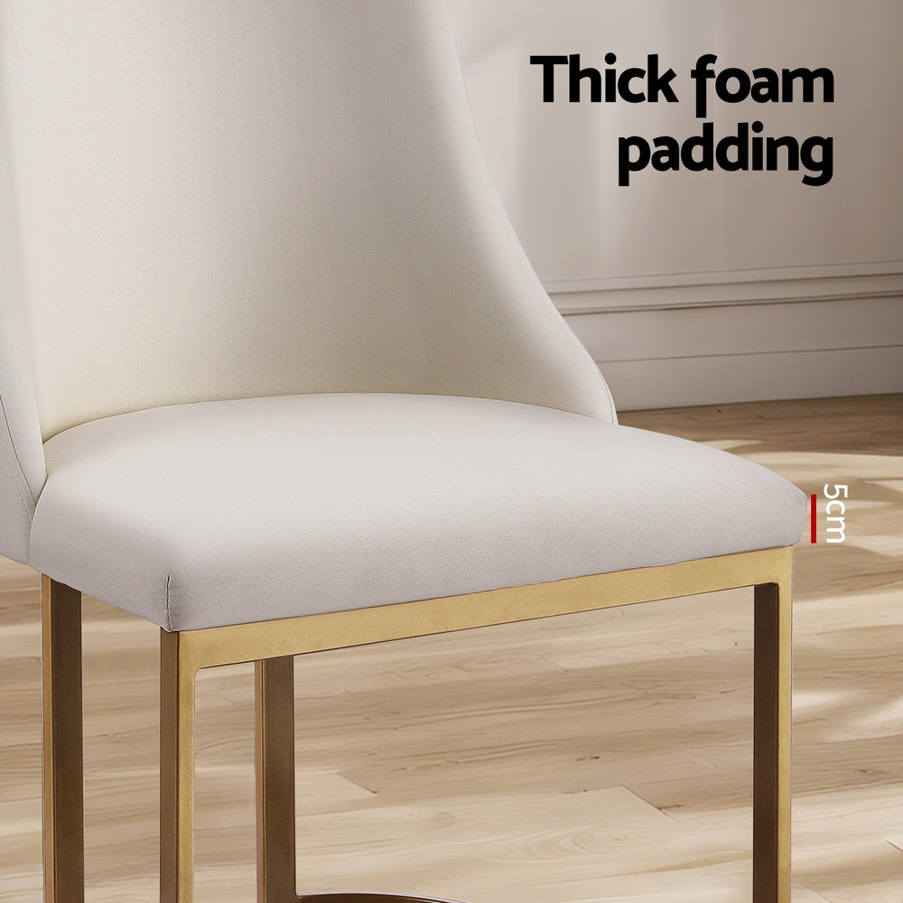Dining Chairs Set of 2 – Linen Upholstery, Beige Frame