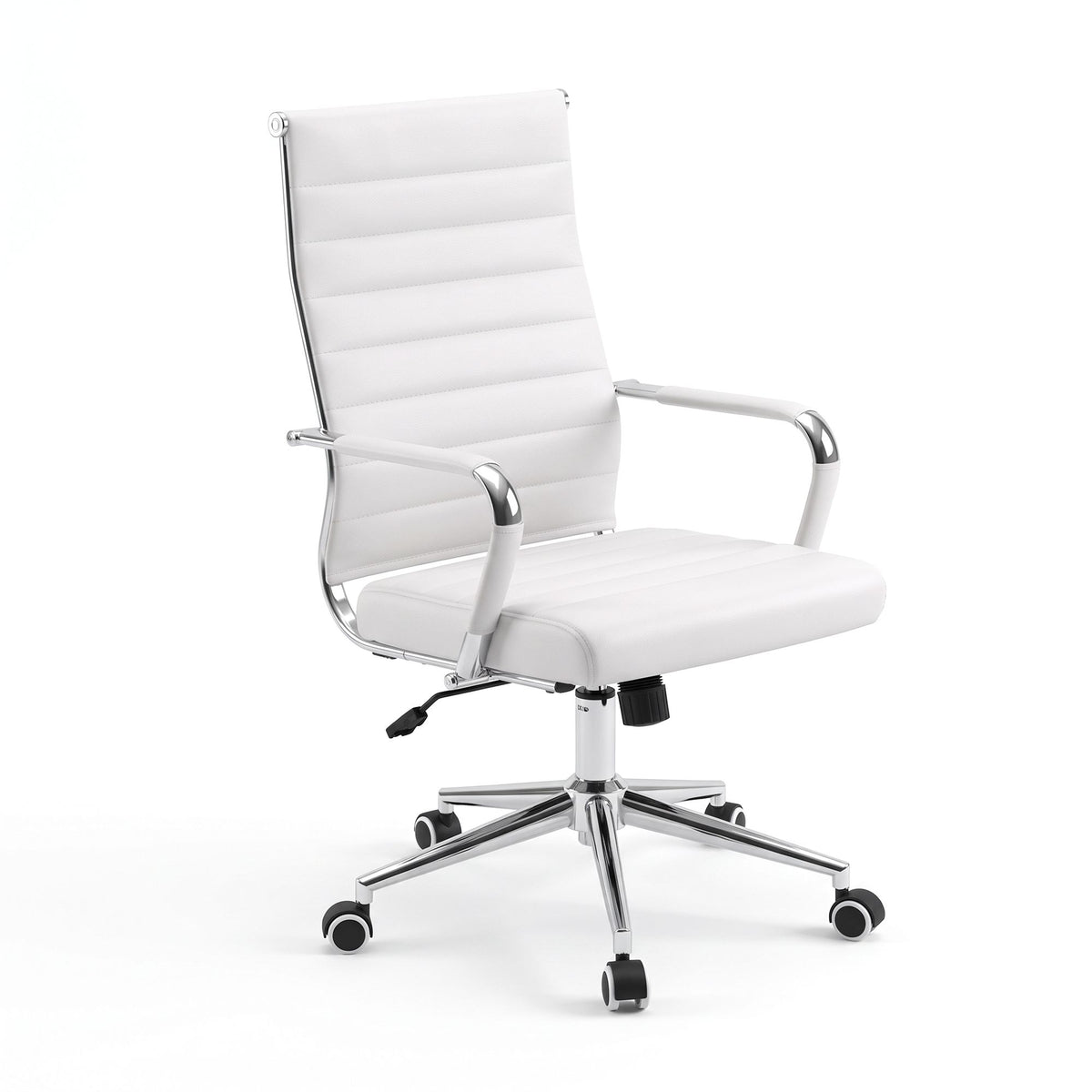 TWSC Ribbed High-Back Office Chair – White — angled product view